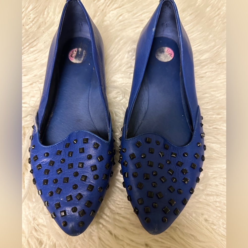 Dark blue flats with gems